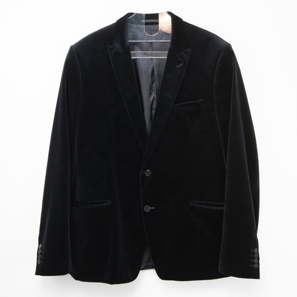 Versace Collection Velvet Blazer Designer Luxury Dark Navy Blue Size 56 - Picture 1 of 9